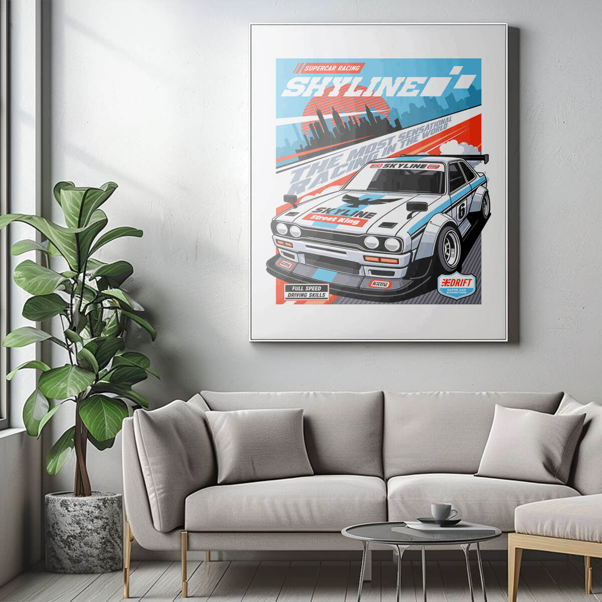 Plakat Skyline Racing - Król Driftu i Szybkości