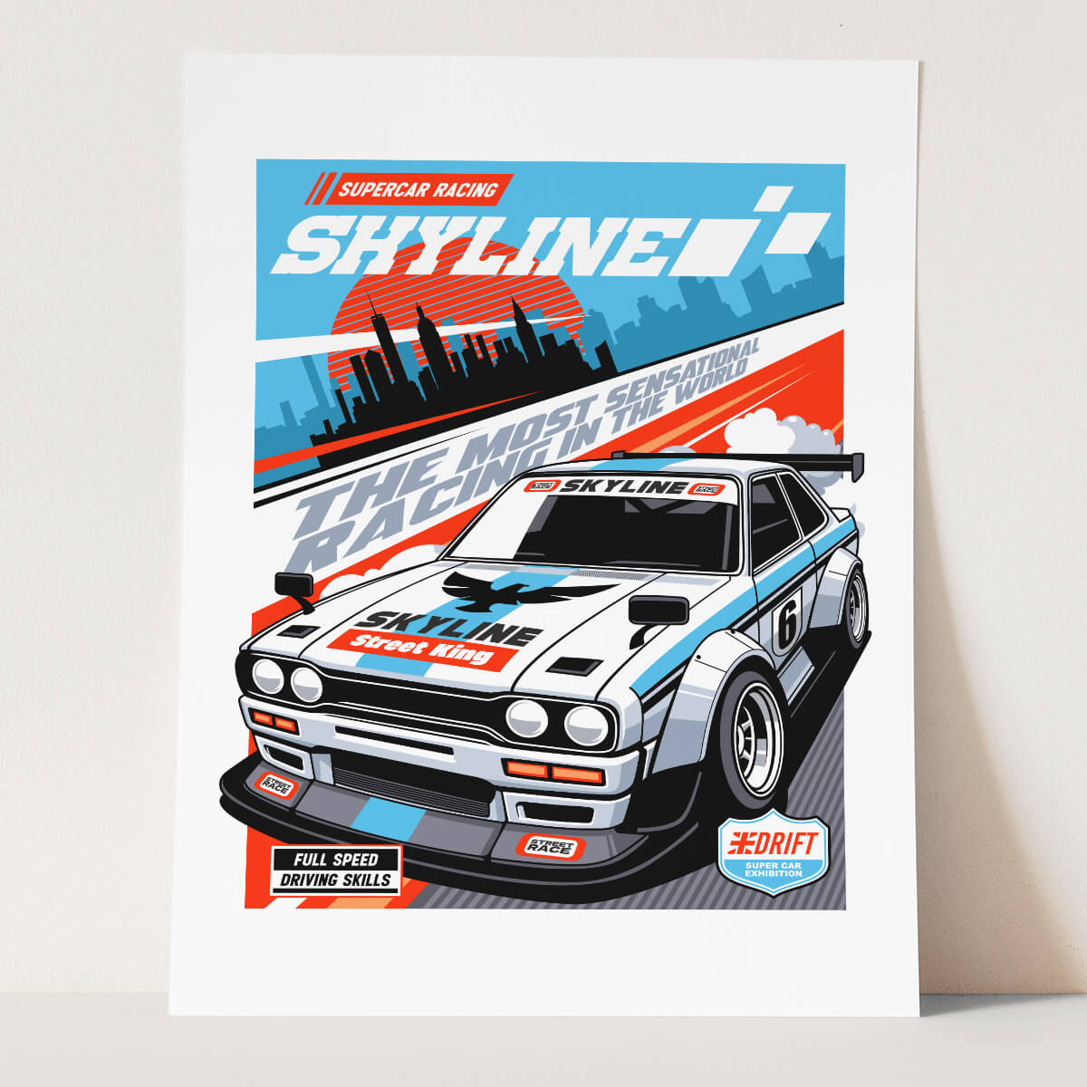 Plakat Skyline Racing - Król Driftu i Szybkości