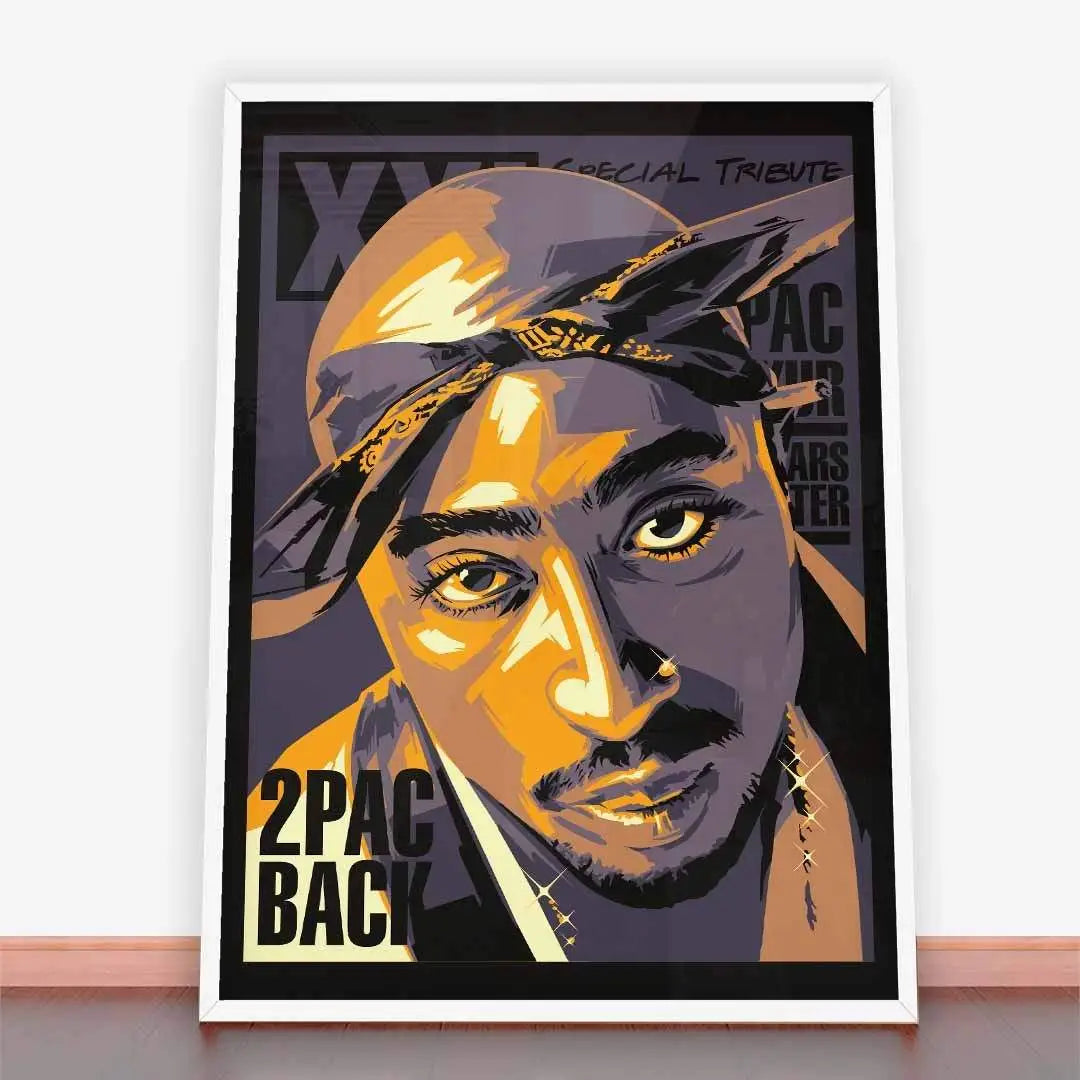 Framed 2Pac poster from Plakat 2Pac Back showcasing iconic hip-hop art