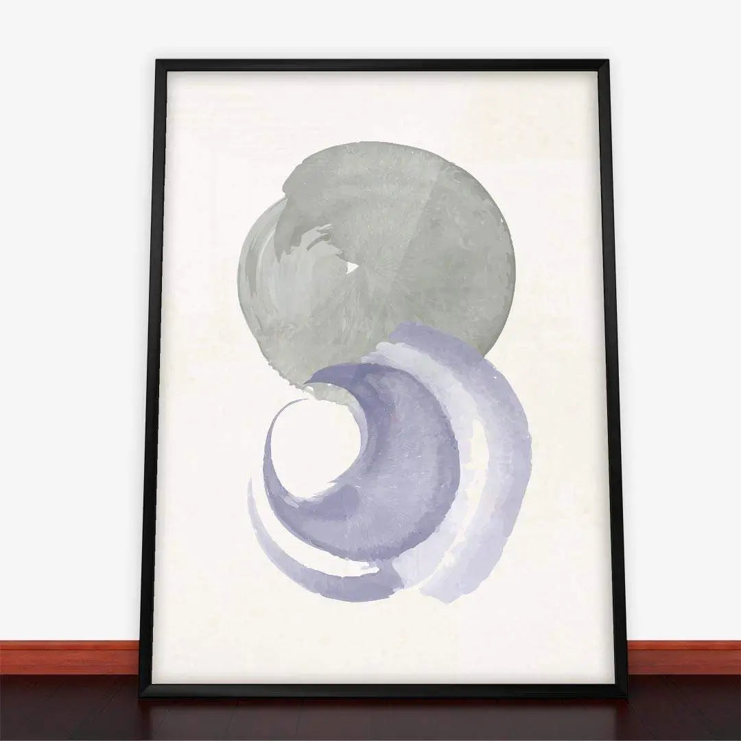 Framed abstract watercolor art from Plakat Abstrakcja Circles collection