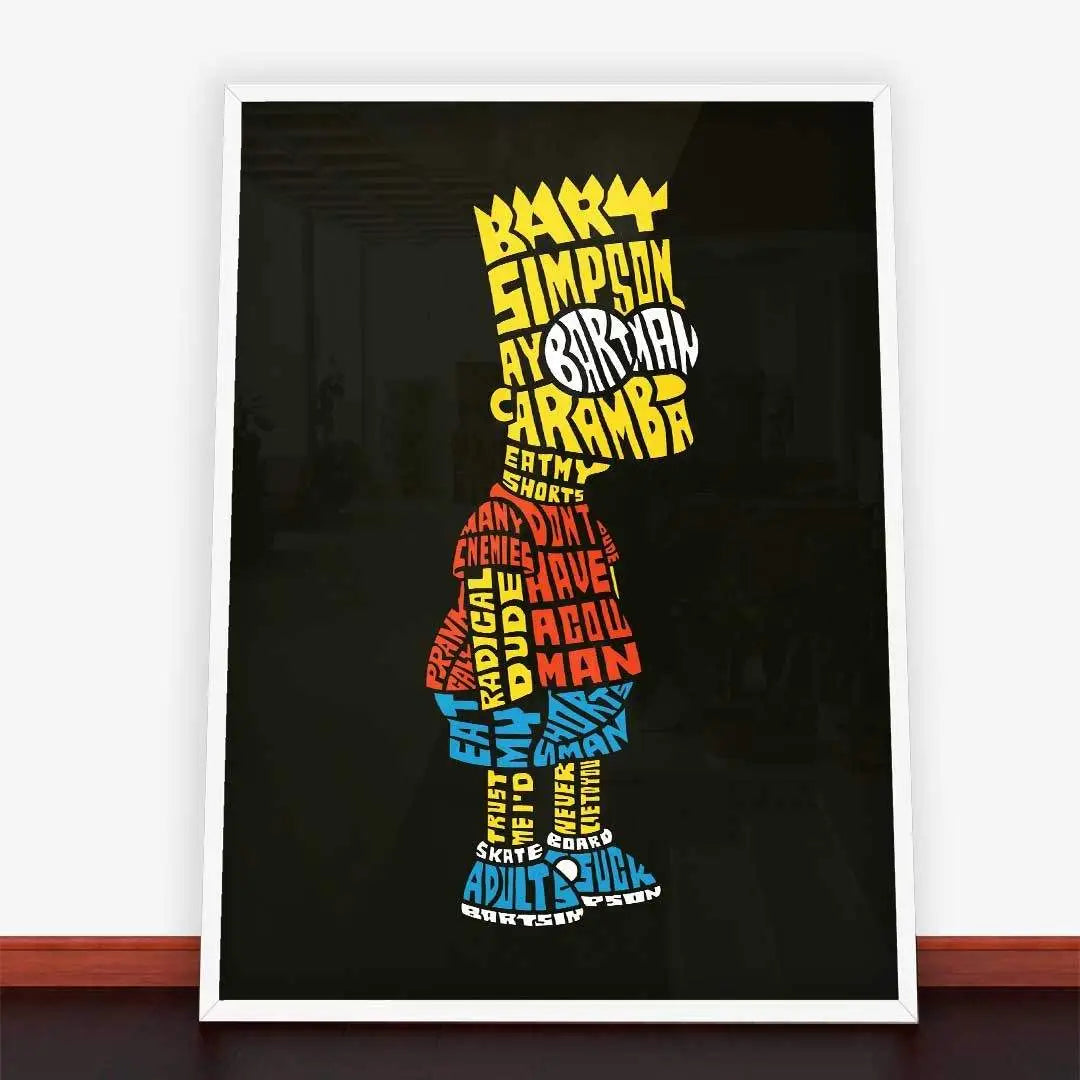 Framed Bart Simpson typography poster from Plakat Bart Simpson w nowoczesnej ramie