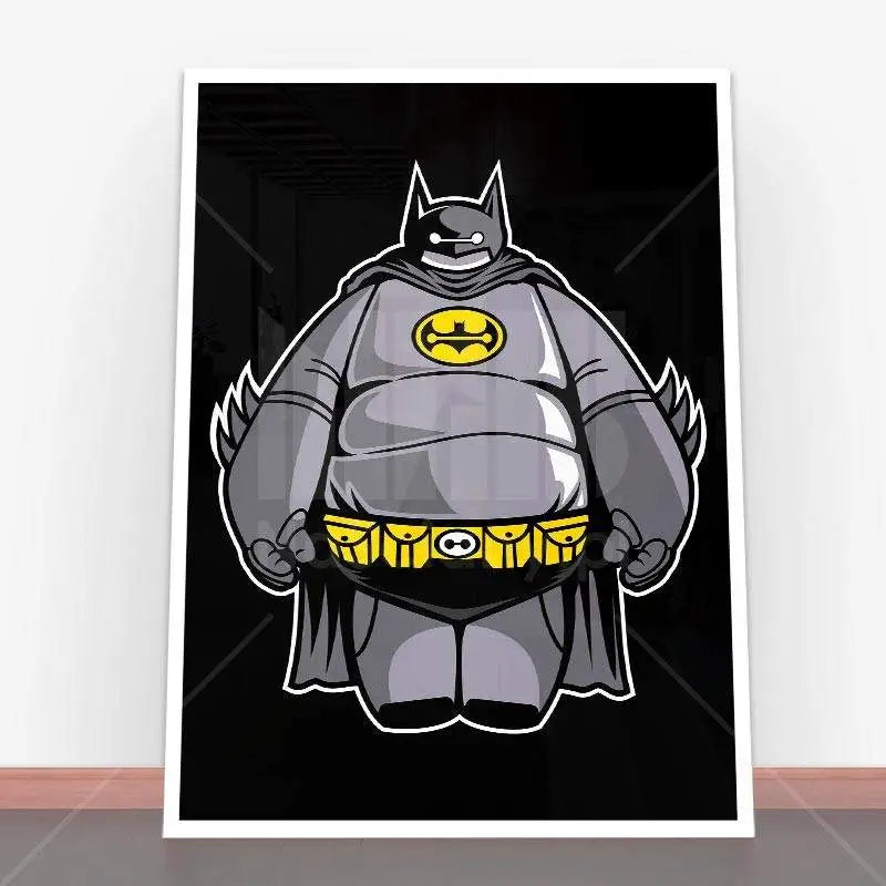 Kartoonowy, otyły Batman na Plakacie Batmax idealny do nowoczesnych plakatów młodzieżowych