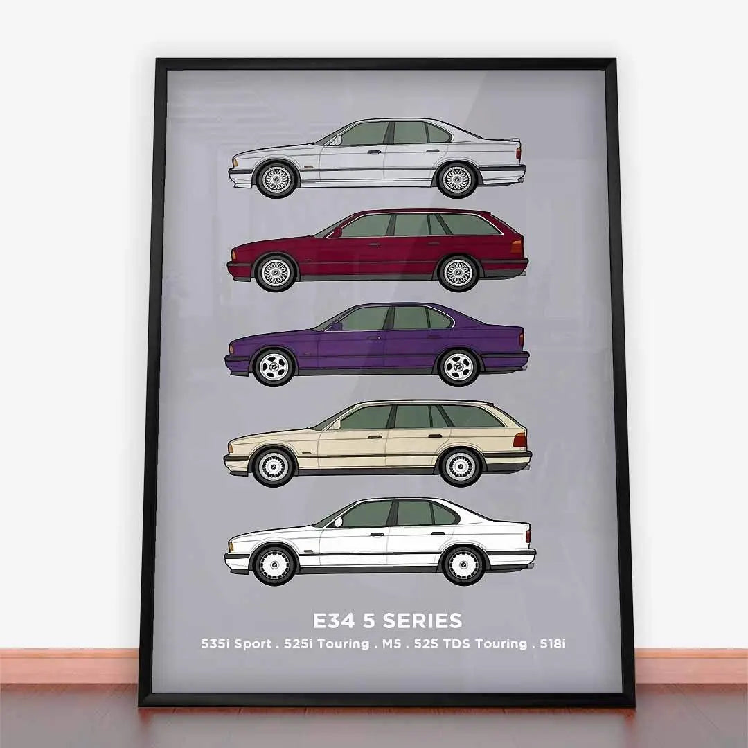 Plakat BMW e34 seria 5.