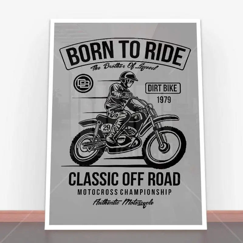 Framowany plakat Born To Ride w stylowej ramie plakatowej do dekoracji wnętrz