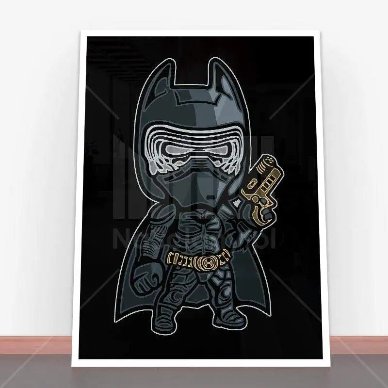 Batman i Kylo Ren mashup w plakacie Darkest Night idealnym do ramy plakatowej