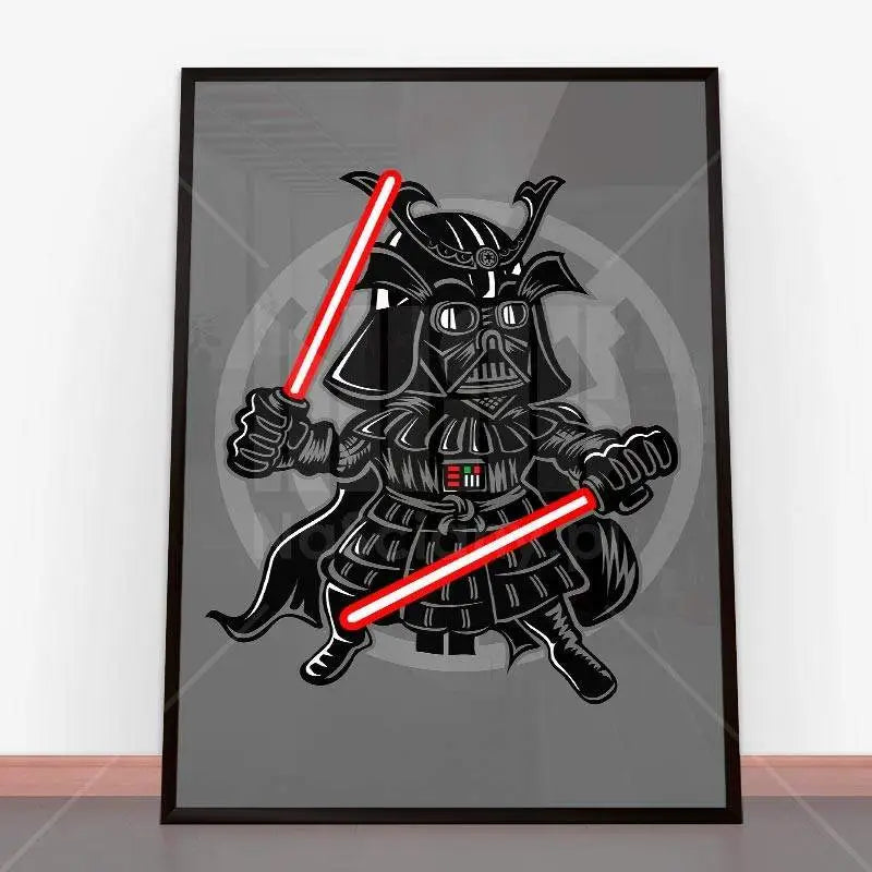 Framowany plakat Darkside Samurai z Darth Vaderem w stylu sztuki młodzieżowej