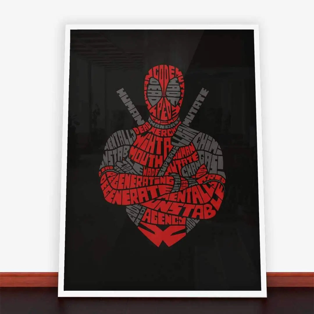 Framed Deadpool word art in Plakat Dead Red, ideal for plakaty młodzieżowe