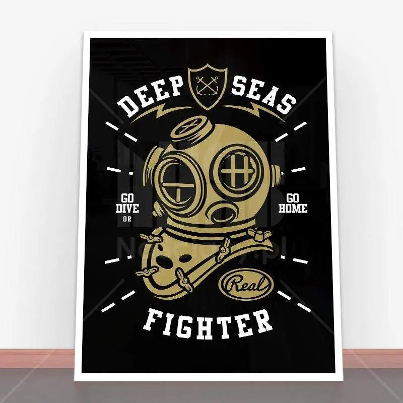 Grafika kasku nurka z Plakat Deep Seas Fighter w ramę plakatową