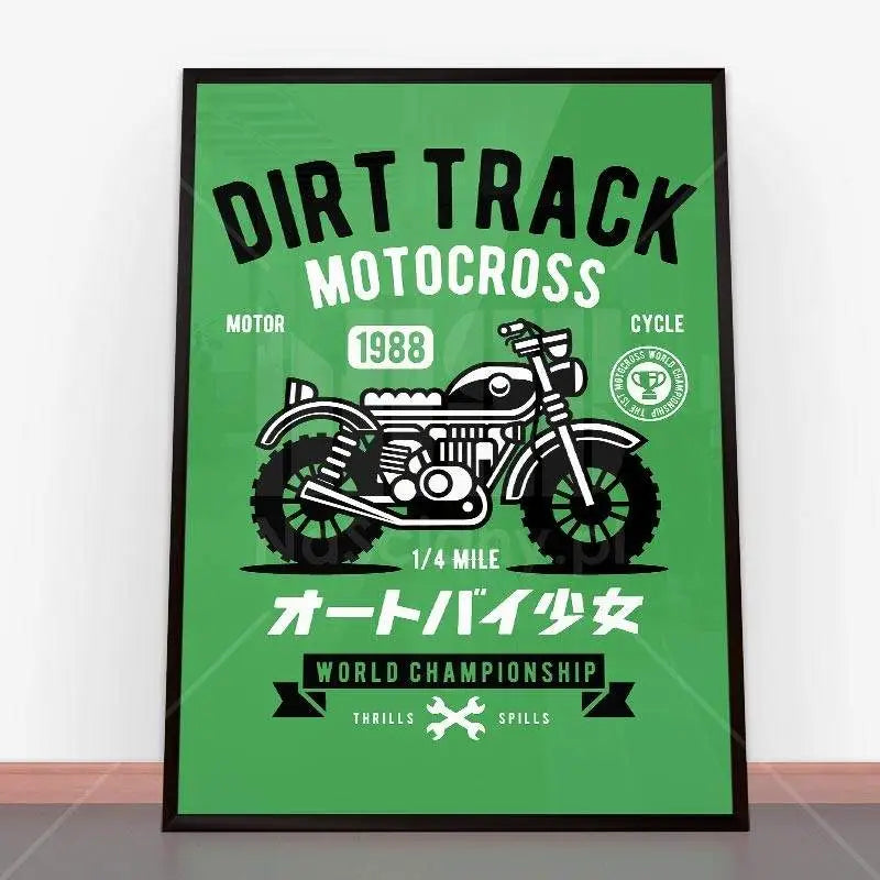 Framowany plakat motocrossu Plakat Dirt Track w stylu vintage