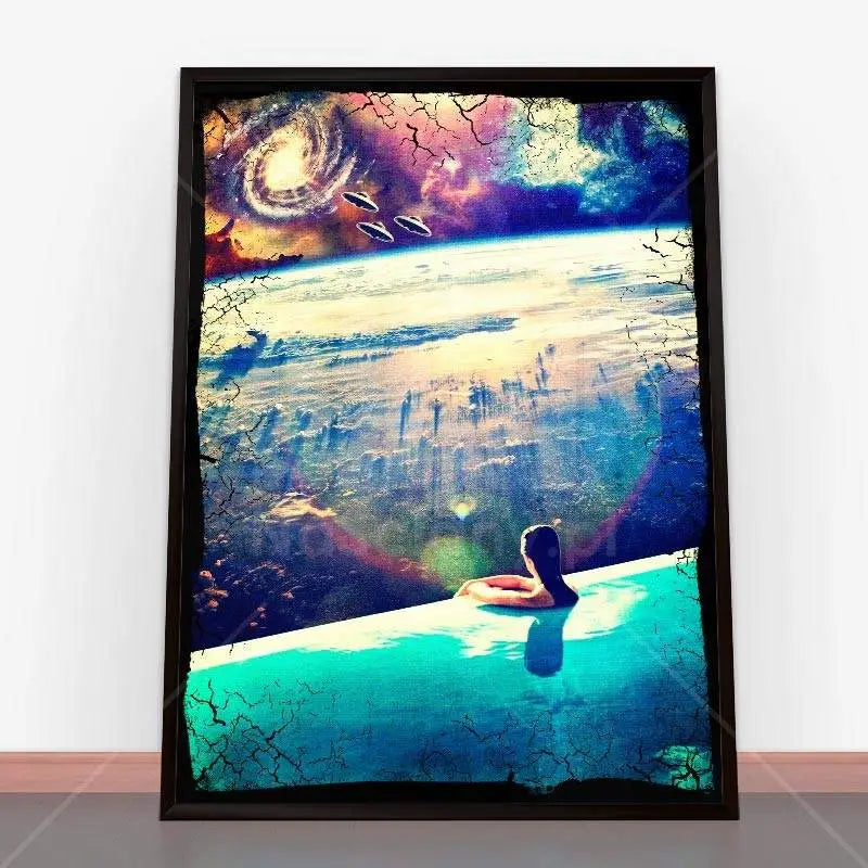 Framed surreal space art in Plakat Dive with ramę plakatową for unique decor