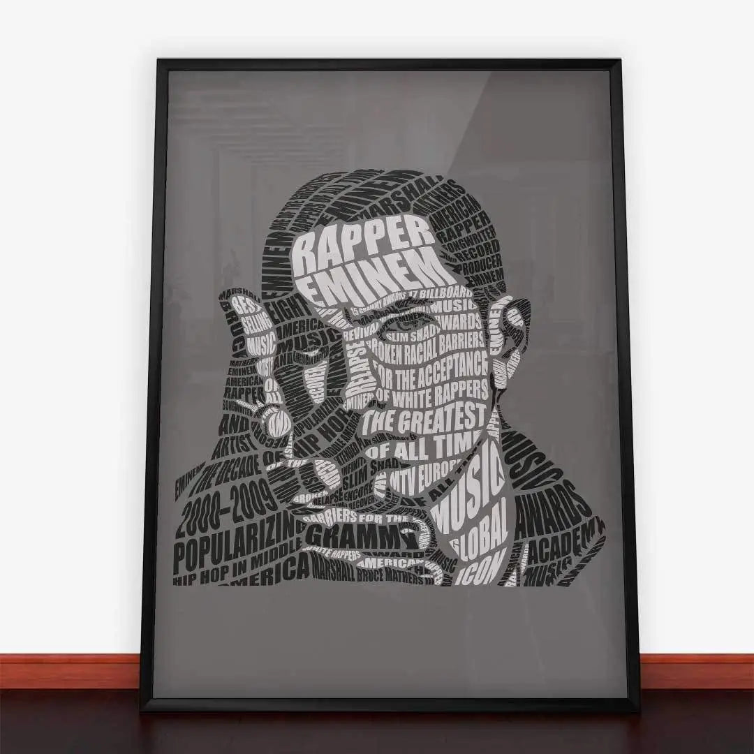 Framed Eminem word art in a stylish Plakat Eminem design for plakaty młodzieżowe