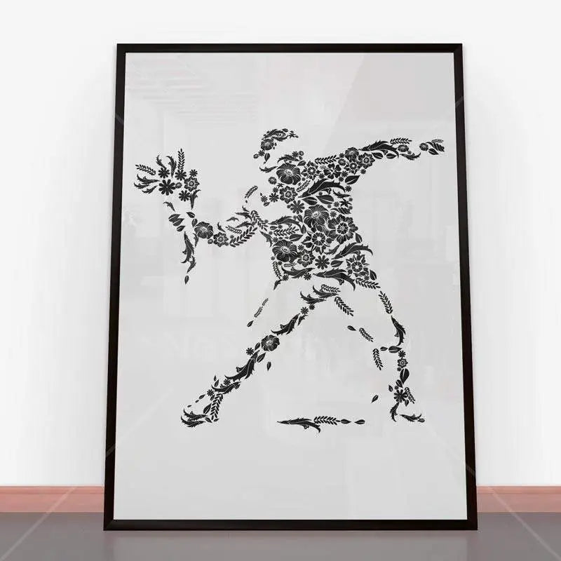 Framed floral-patterned figure throwing flowers in Plakat Flourish Vandalism design