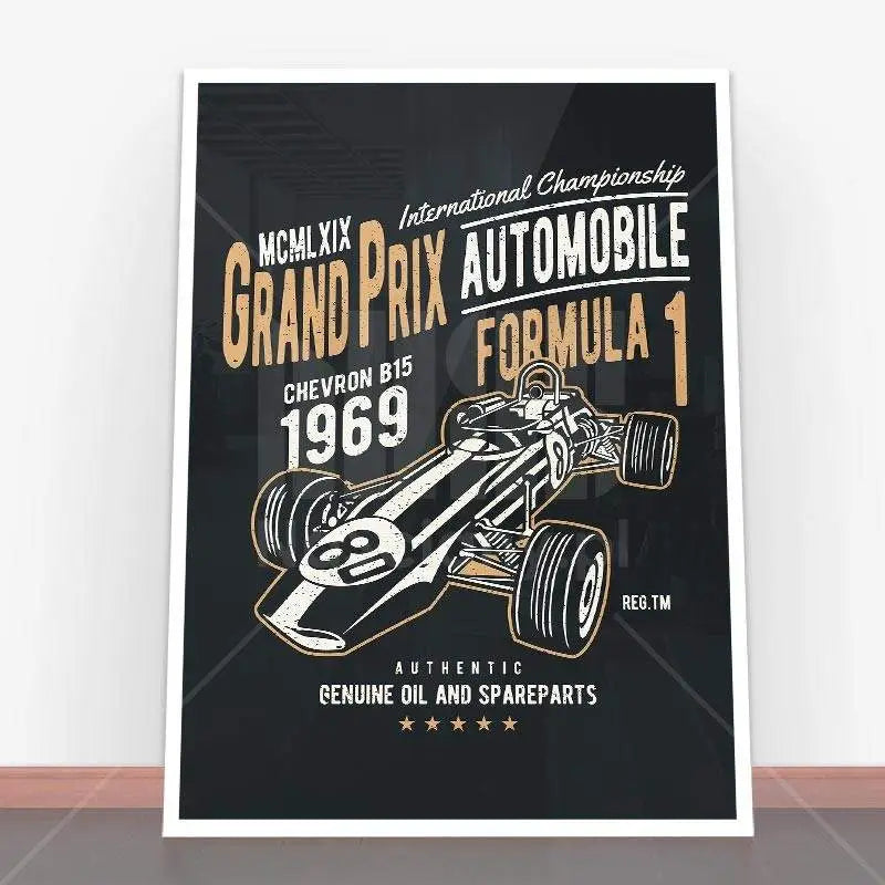 Plakat Formula 1 z vintage Grand Prix w ramę plakatową, doskonały dla fanów plakatów retro