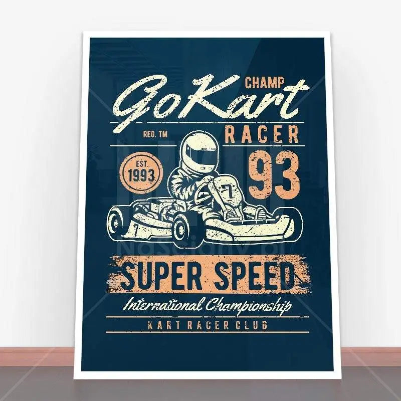 Plakat Go Kart Racer z dynamicznym obrazem kart racera w ramę plakatową