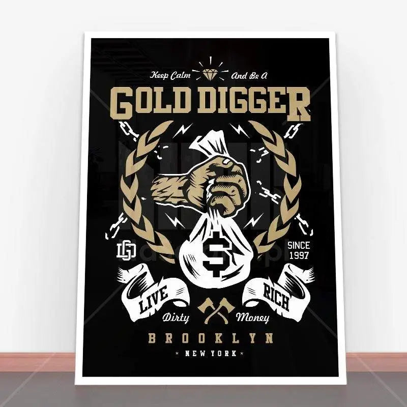 Plakat Gold Digger z efektownym plakatem przedstawiającym motyw złotego diggera