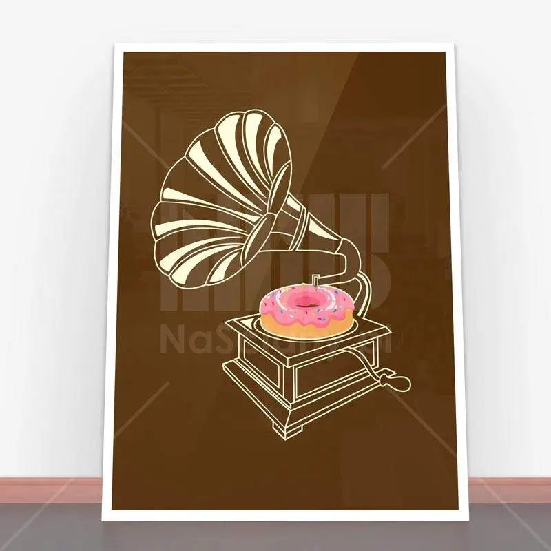 Framed Plakat Gramophone Donut art showcasing a unique gramophone donut design