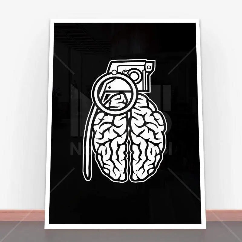 Plakat Grenade Brain art print on display, ideal for ramę plakatową decor