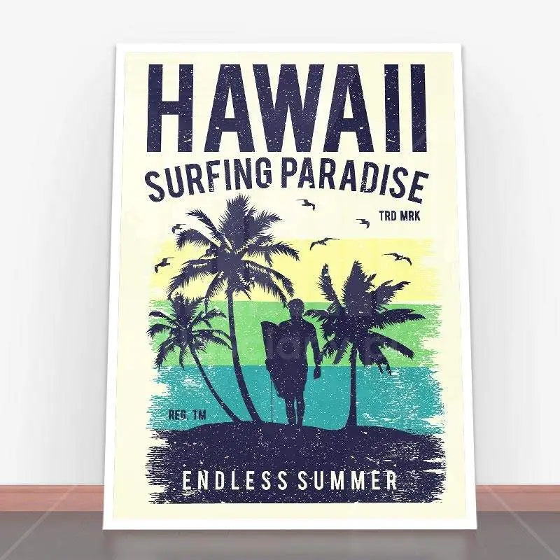 Plakat Hawaii z motywem surfingu w ramię plakatową jako idealna dekoracja