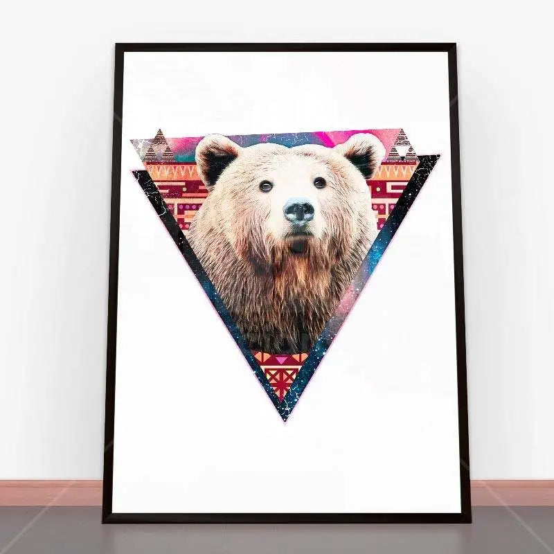 Framed bear head art from Plakat Hip Bear ideal for skandynawskie plakaty