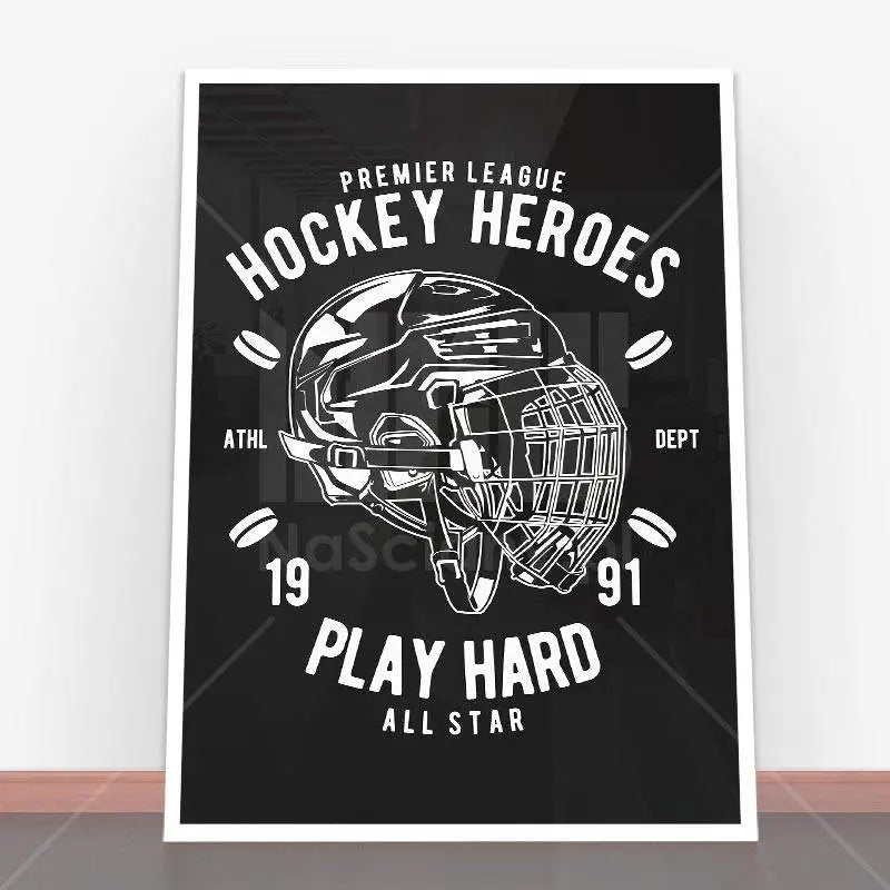 Framowany plakat Hockey Heroes w stylu czarno-białym z ramą plakatową