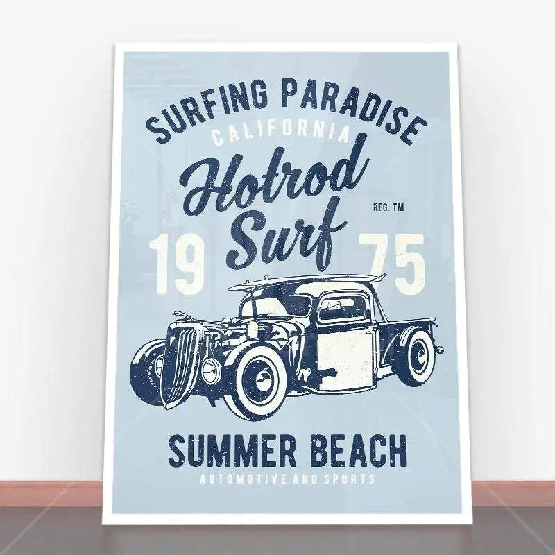 Plakat Hotrod Surf z vintage’owym plakatem hotroda na fali