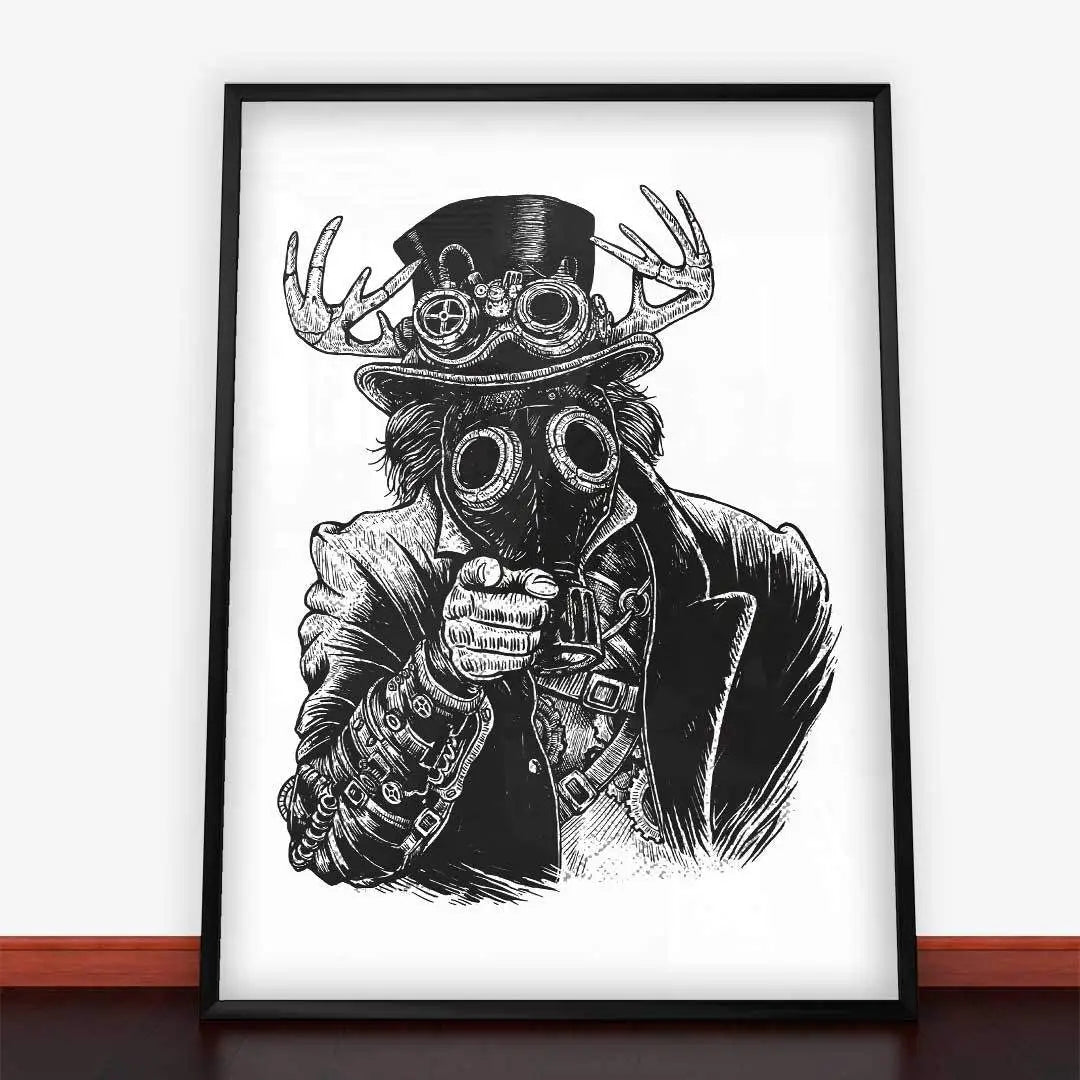 Steampunk-themed framed art print Plakat I Want You w stylu plakaty młodzieżowe