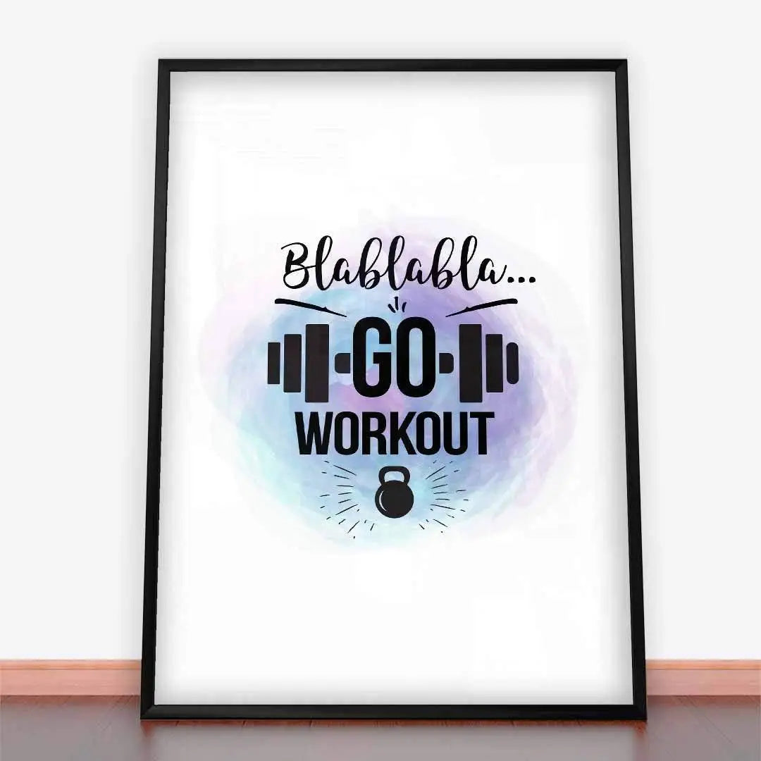 Framed workout poster from Plakat Idź Poćwiczyć, inspiring active lifestyle motivation