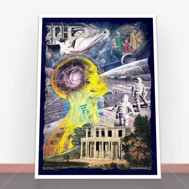 Surreal space-themed collage art design for Plakat Inner Vision Tee w plakaty młodzieżowe