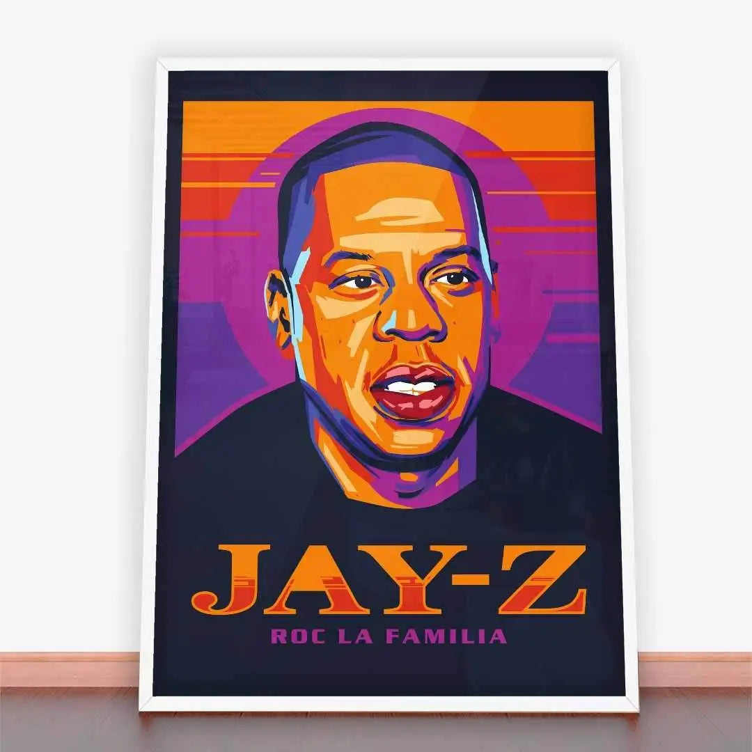 Kolorowy plakat Jay-Z, idealny do dekoracji każdego dnia, wystarczy spojrzeć