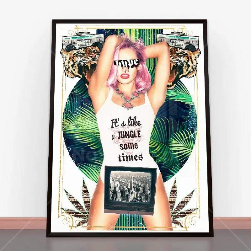 Framed collage of a jungle theme, perfect for Plakat Jungle Like decor