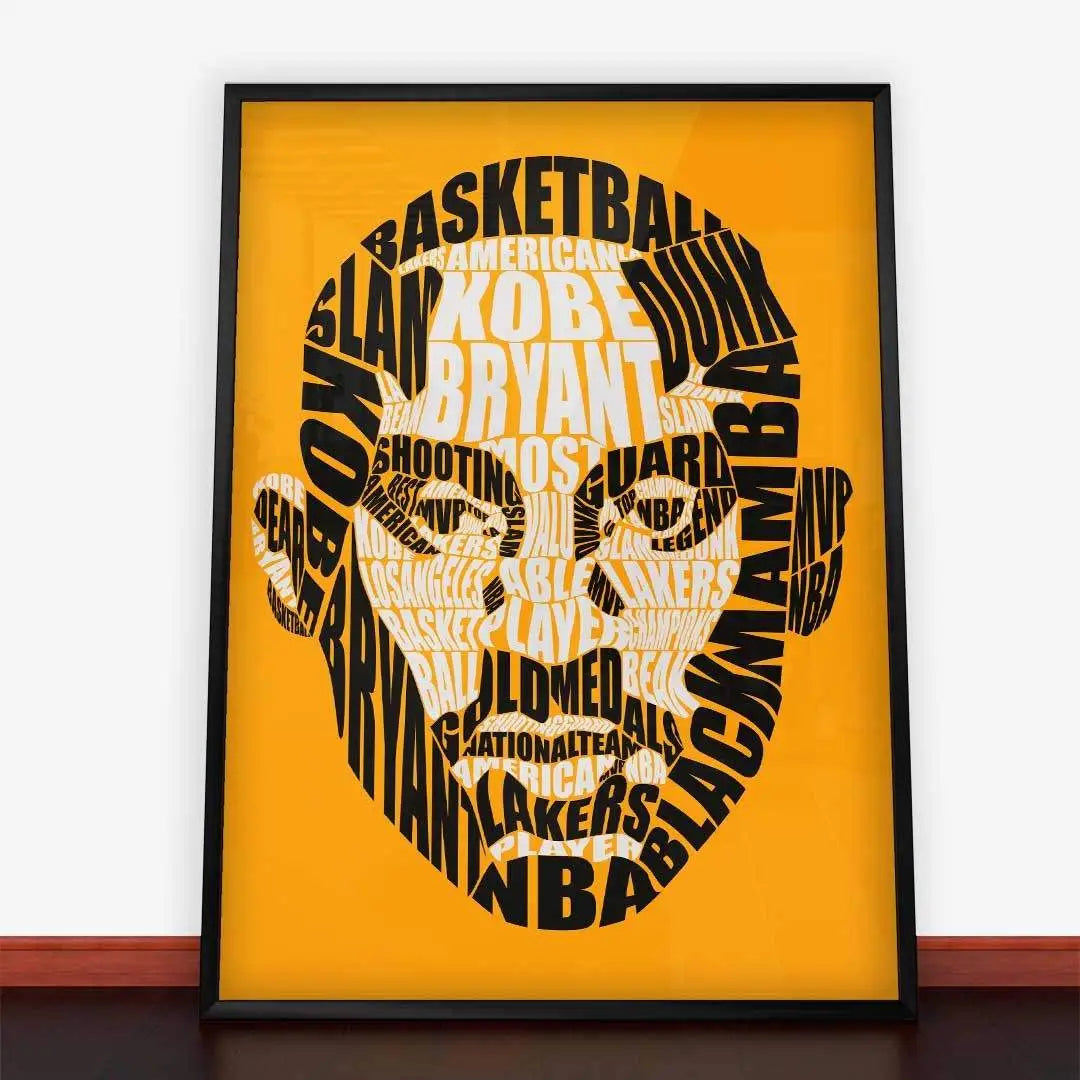 Framed Kobe Bryant word art Plakat Kobe Bryant w eleganckiej ramie plakatowej