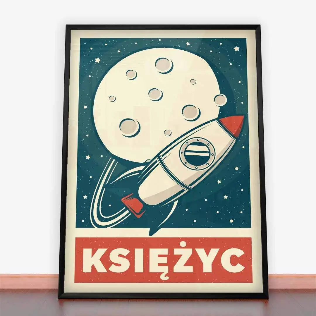 Plakat Ksieżyc w stylu retro.