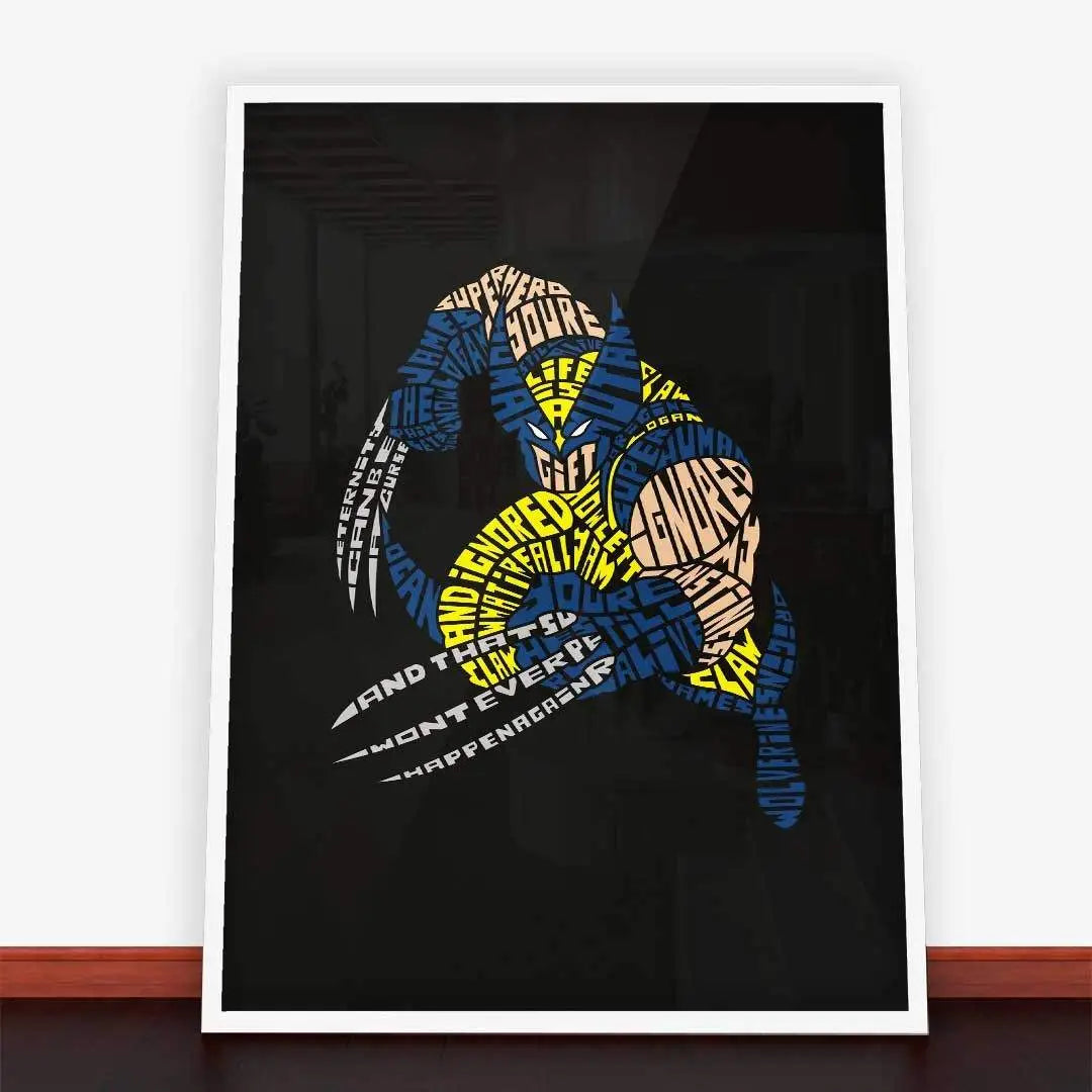 Wolverine typography art print Plakat Logan w ramę plakatową idealny na plakaty młodzieżowe