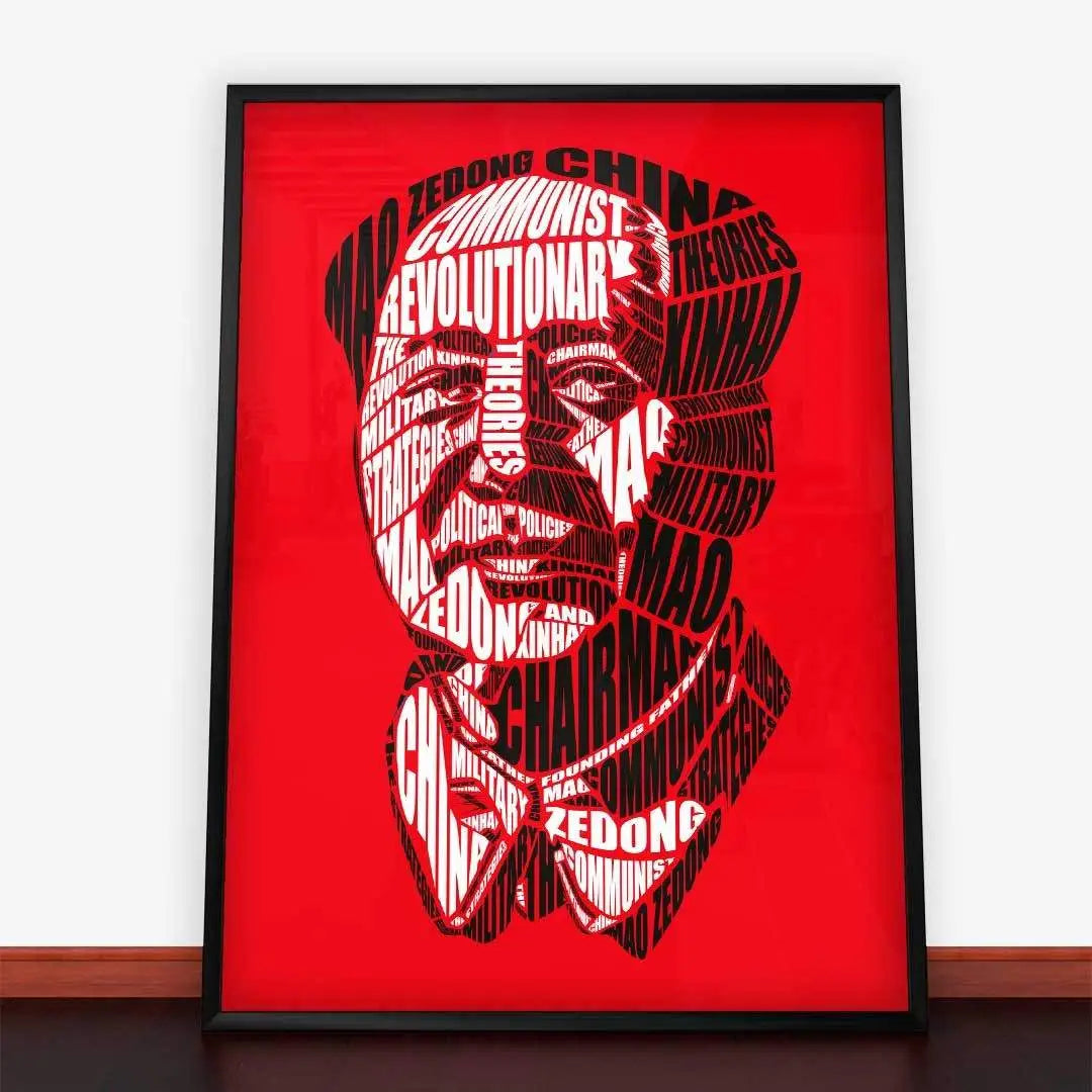 Framowane dzieło sztuki z napisem Mao Zedong - plakat Mao Zedong w stylu młodzieżowym