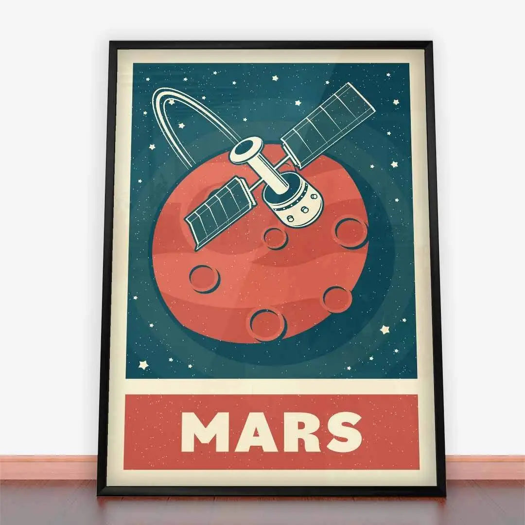 Plakat Mars w stylu retro.