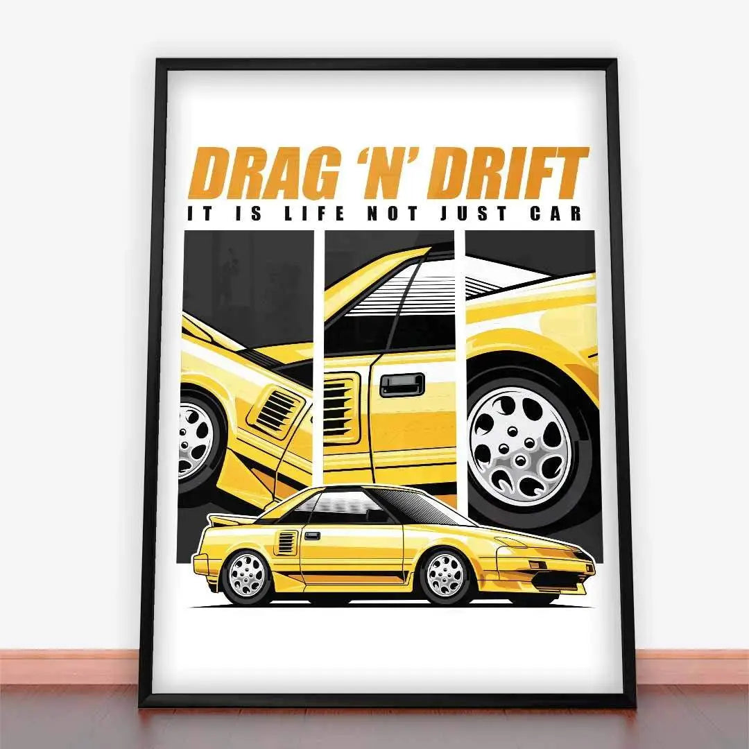 Framed car poster of Plakat Mazda MR-2 Drag ’n’ Drift for automotive art lovers