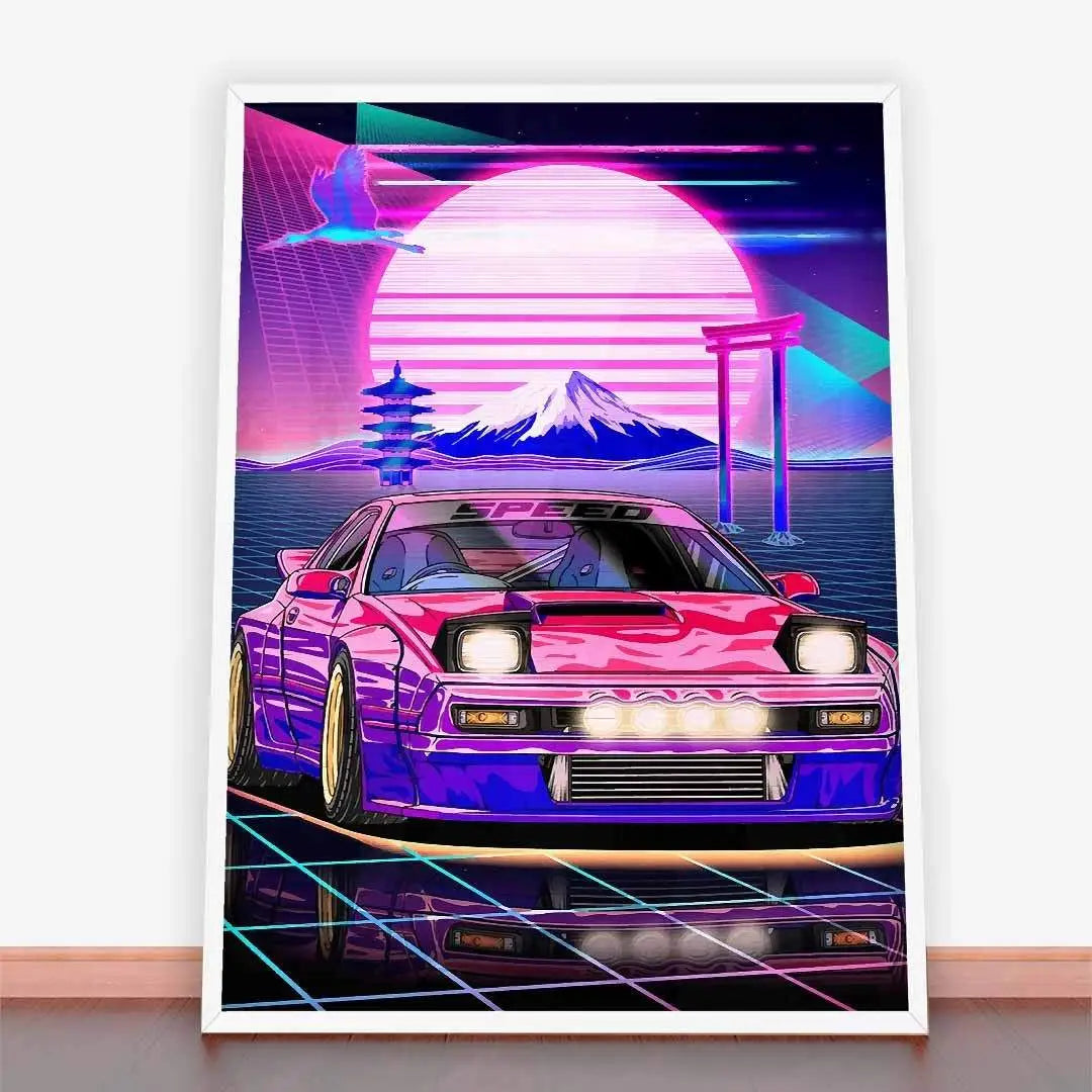 Plakat Mazda RX-7 Turbo II (FC3S) Retrowave.