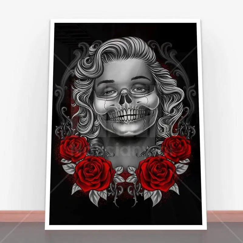 Framed Marilyn Monroe Skull art in Plakat Monroses Skull design with stylish ramę plakatową