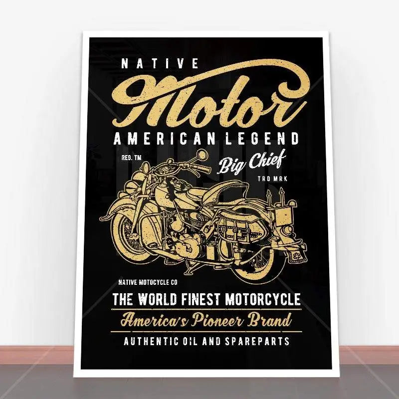 Plakat Native Motorcycle - Vintage poster featuring a classic motorcycle design