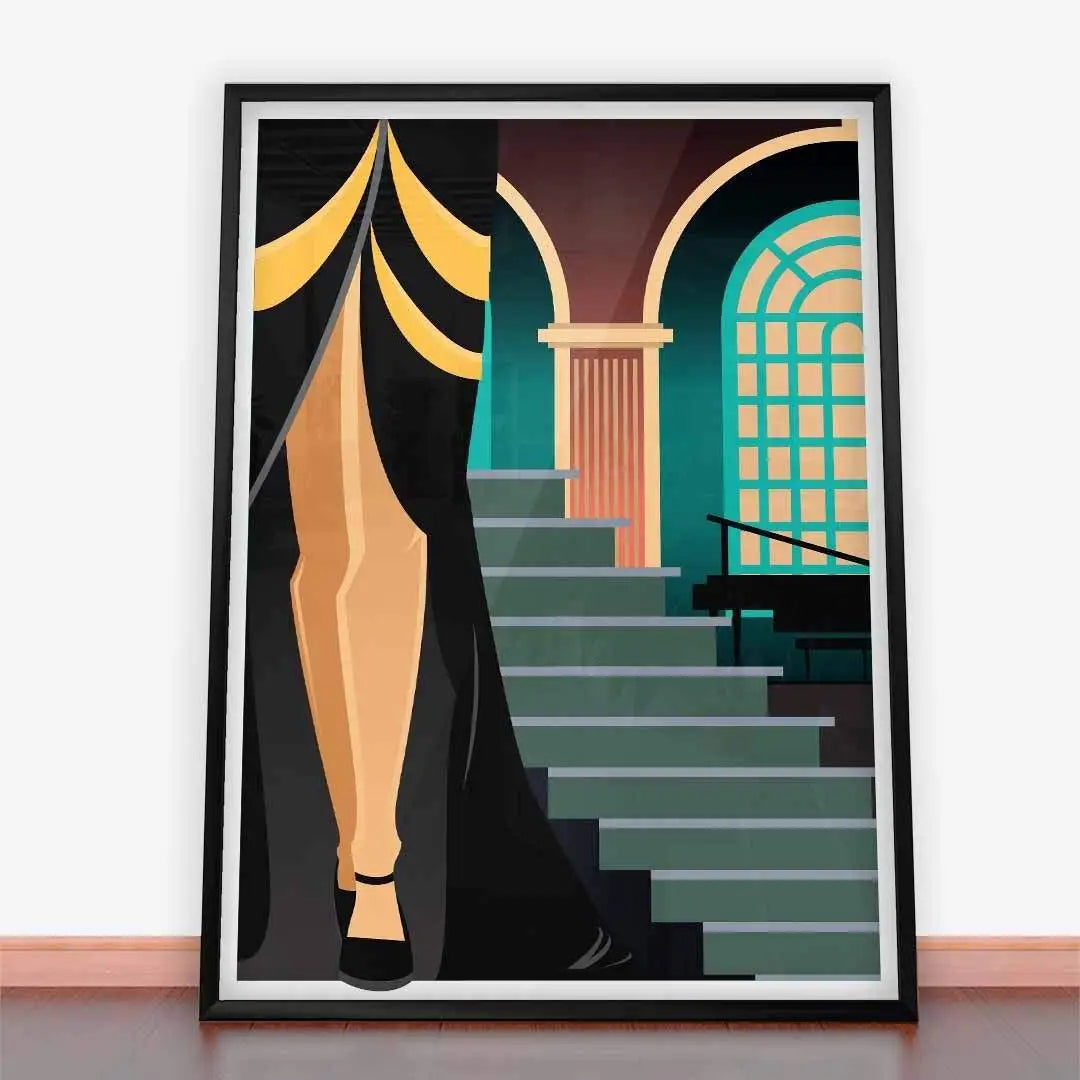 Plakat Nogi we wnętrzu w stylu Art deco.