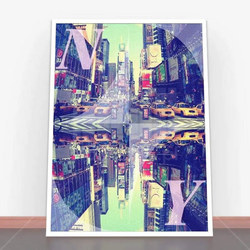 Framed New York City street art in Plakat NY Tee design with ramę plakatową