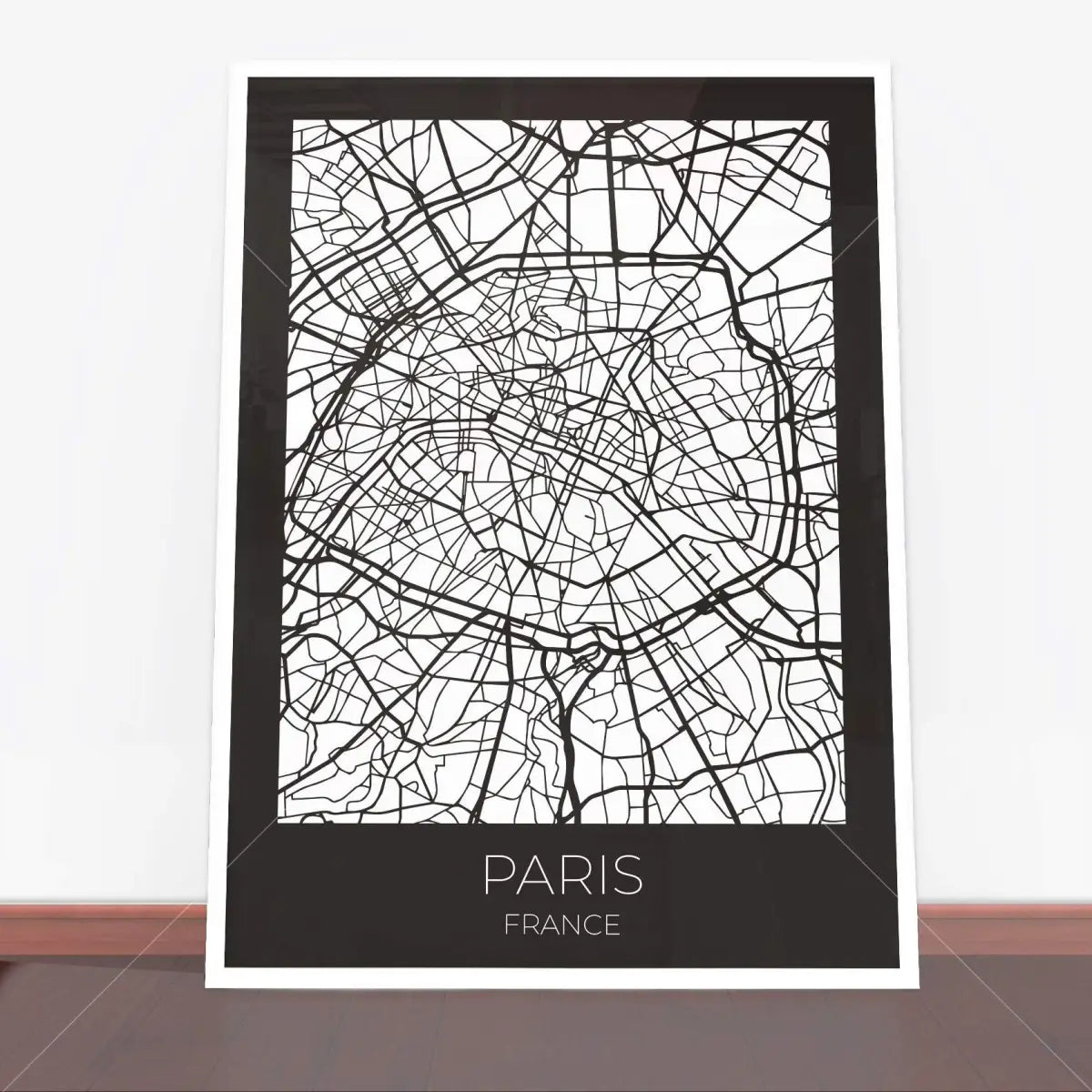 Framed Paris street map for a stylish interior with Plakat Paryż mapa and mapy dekoracyjne