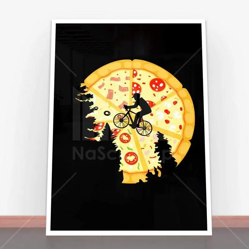 Framed artwork showcasing Plakat Pizza Moon with a fun pizza theme