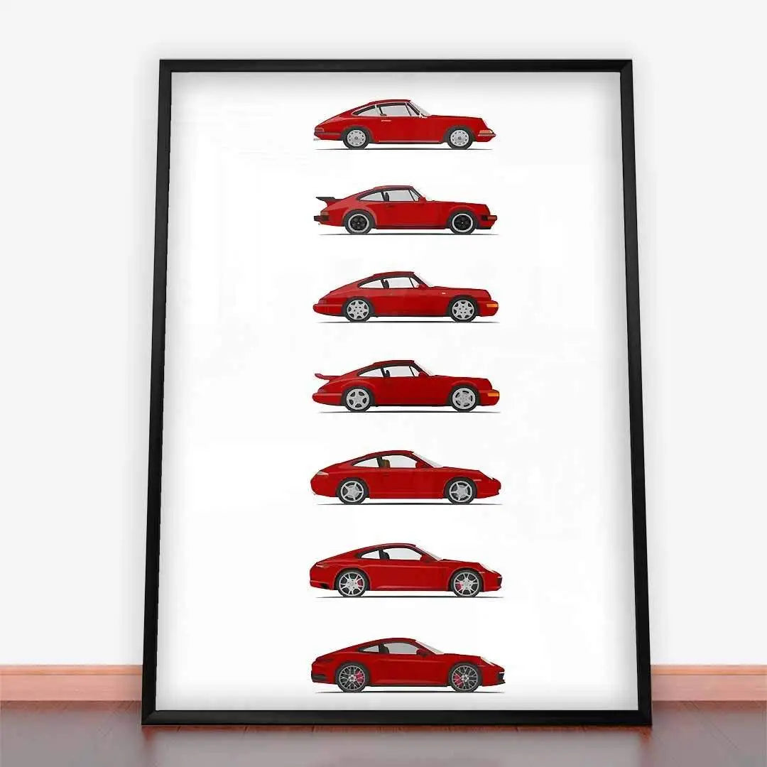 Plakat Porsche 911, Modele.