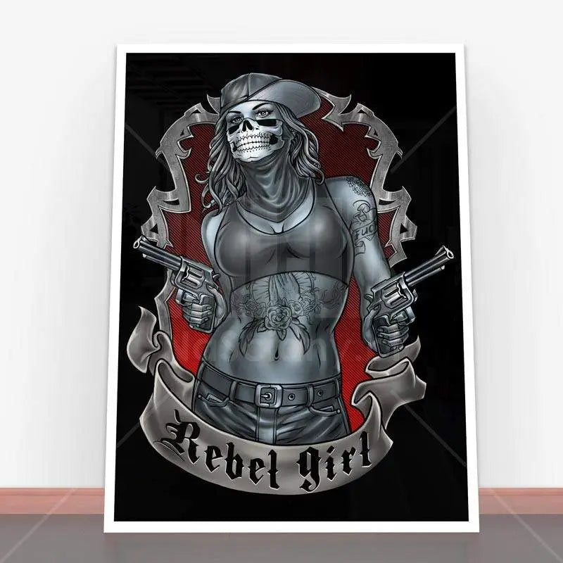 Plakat Rebel Girl w ramie plakatowej, idealny do nowoczesnych wnętrz młodzieżowych