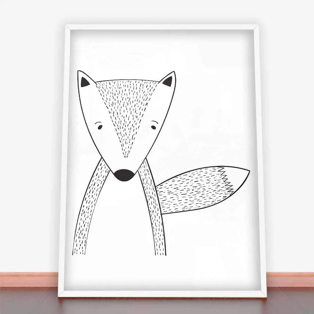 Framed fox illustration from Plakat Rudy Lis, ideal for plakaty skandynawskie