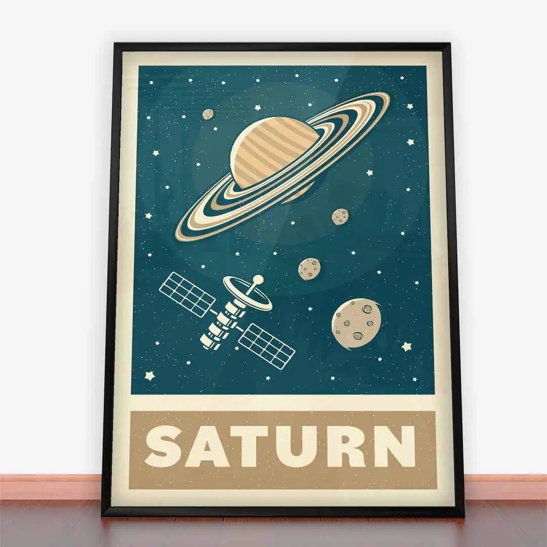 Plakat Saturn w stylu retro.