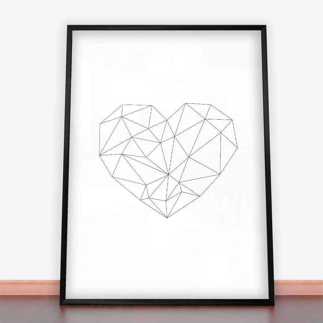 Framed geometric heart print from Plakat Serce Geometryczne for modern decor