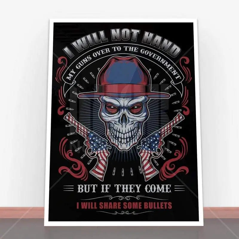 Plakat Skull an Guns.