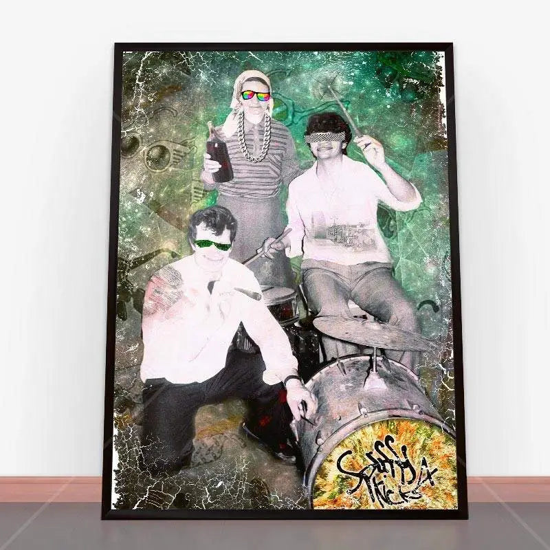 Framed collage of a band in Plakat Spliffs4Kicks ideal for music lovers